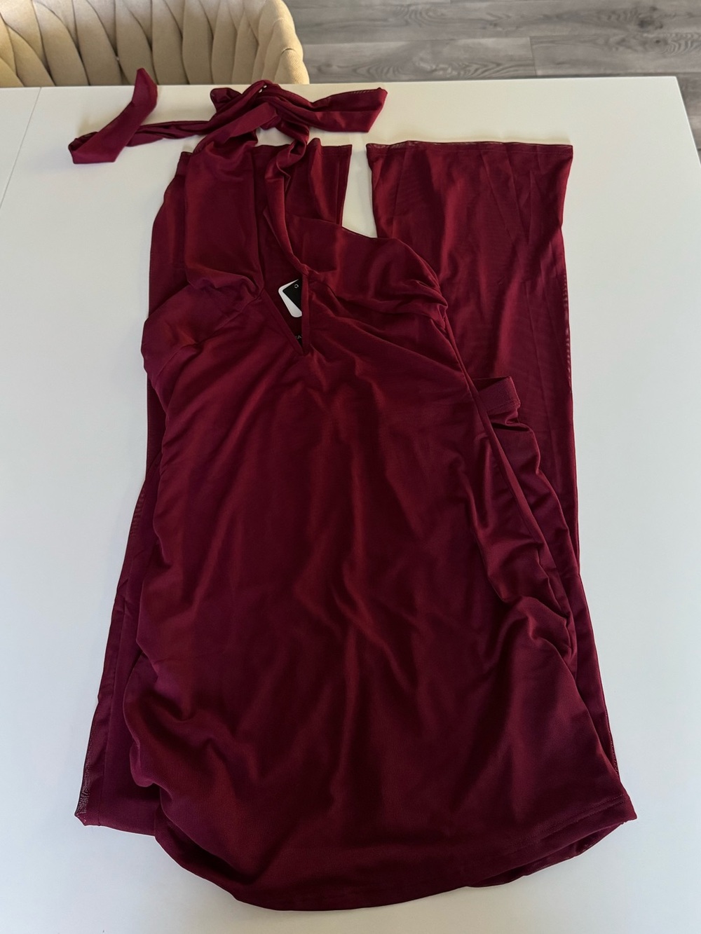 Burgundy Halter Top Mesh Matching Set